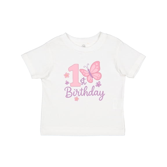 Inktastic 1st Birthday Pink Butterfly Boys Baby T-Shirt