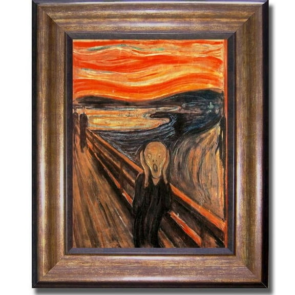 The Scream By Edvard Munch Premium Bronze Framed Canvas Wall Art