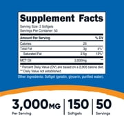 Nutricost MCT Oil Softgels Supplement 3000mg Per Serving, 50 Servings, 150 Softgels
