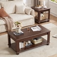 thumbnail image 6 of Leyaoyao Coffee Table Retro Mid-Century Coffee Table W/Storage Open Shelf Living Room, Walnut, 6 of 9