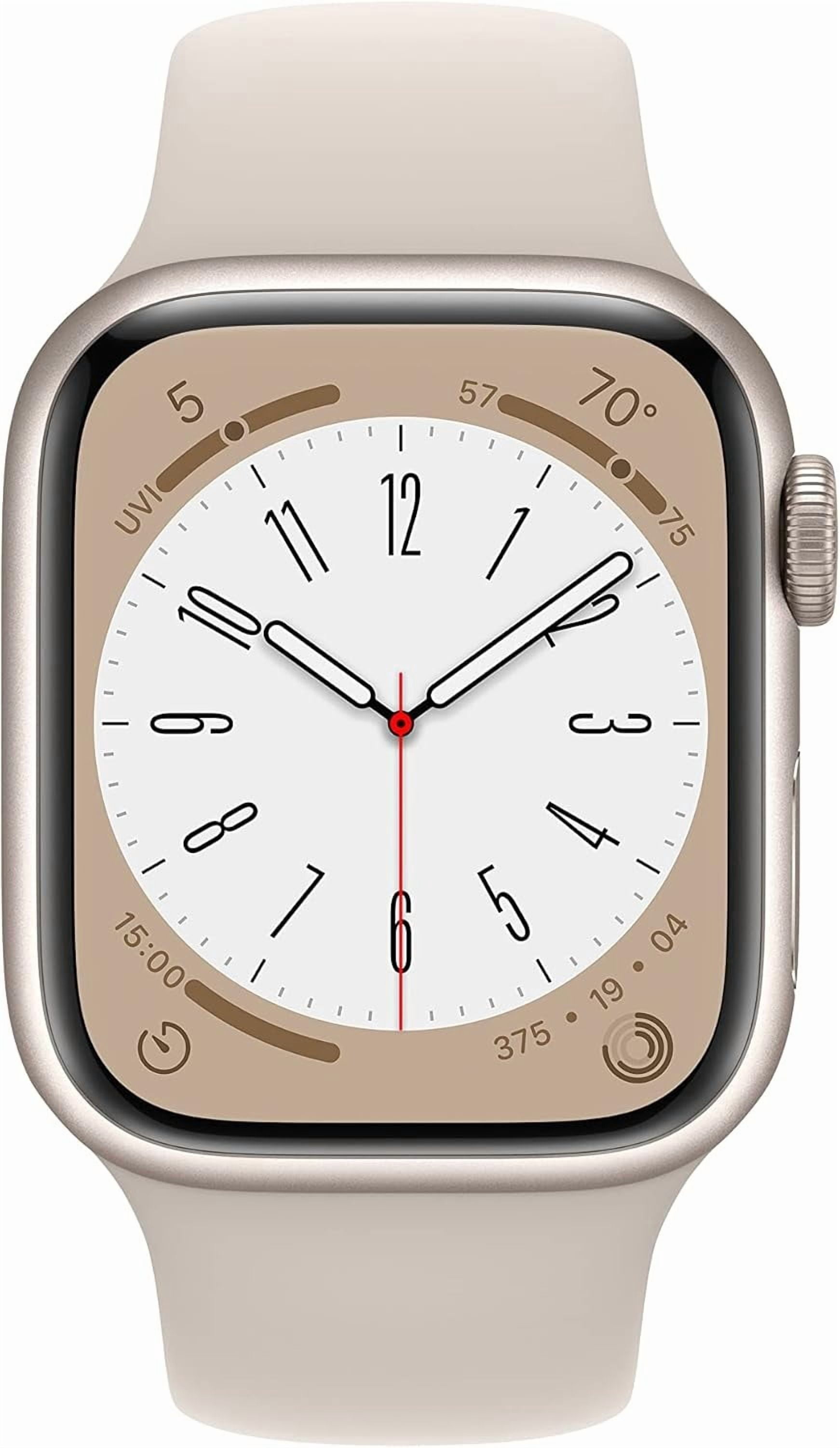 Restored Apple Watch Series 8 (GPS + Cellular) 41mm Aluminum Case with Starlight Sport Band - S/M - Starlight Good