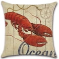 thumbnail image 4 of Set of 4 Pillow Covers 18x18, Lobster/Crab & Anchor/Oars Marine Pattern Style, Cotton Linen Fabric Decorative Indoor / Outdoor Throw Pillow Case Set 45x45cm, 4 of 5