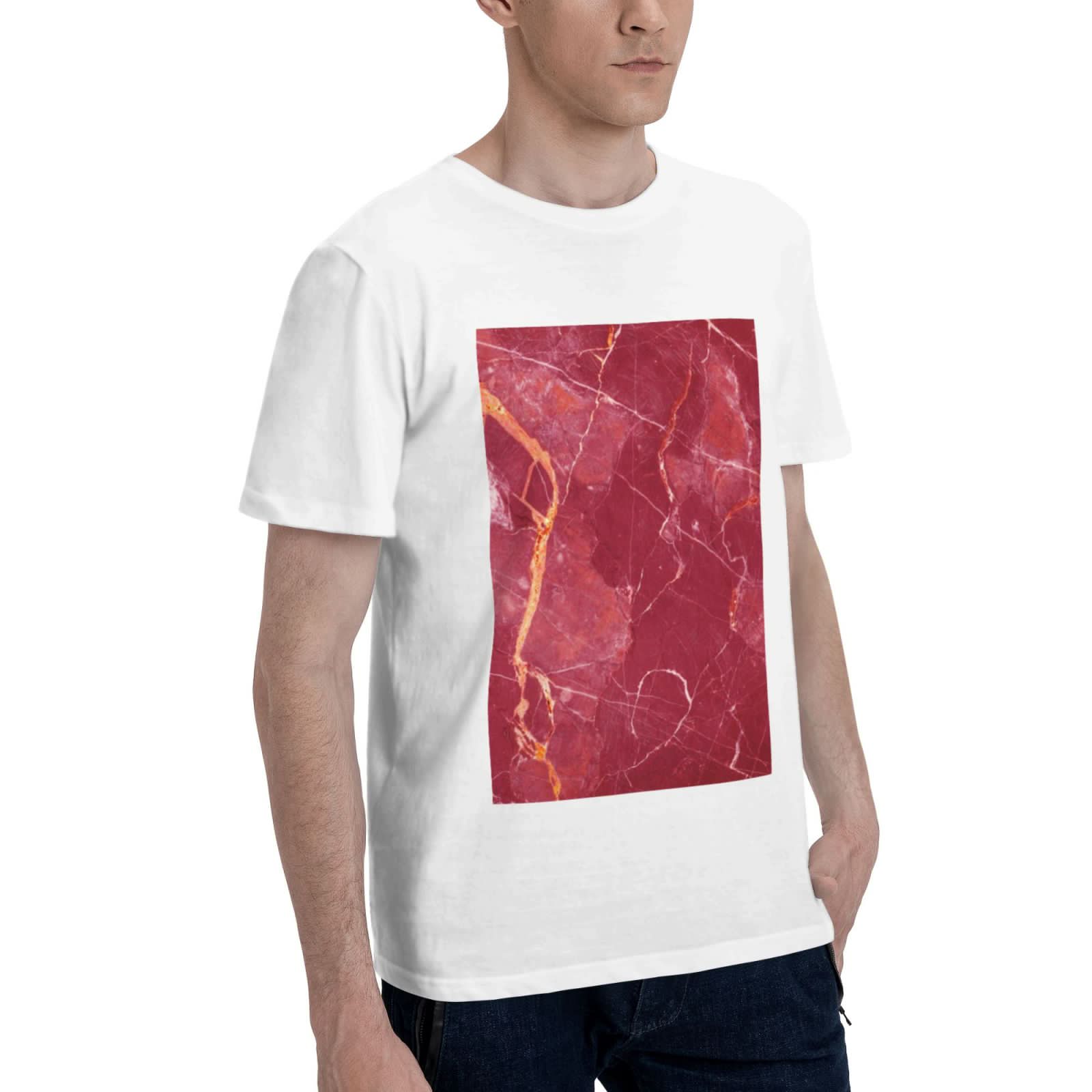 thumbnail image 2 of Bingfone Abstract Red Marble Men'S Loose Fit Short-Sleeve Pocket T-Shirt, 2 of 7