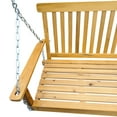 thumbnail image 6 of imerelez Front Porch Swing with Armrests, Wood Bench Swing with Hanging Chains,for Outdoor Patio ,Garden Yard, porch, backyard, or sunroom,Easy to Assemble,teak, 6 of 10