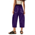 thumbnail image 3 of Lumtrix Womens&nbsp;Capri&nbsp;Pants Barrel Sweatpants Baggy Wide Leg Lounge Pants Summer Travel Pants Beach Vacation Trousers Purple XL, 3 of 4