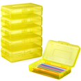 thumbnail image 1 of 6 Pack Clear Pencil Box, Plastic Large Capacity Pencil Boxes Plastic Boxes with Snap-tight Lid, Office Supplies Storage Organizer Box, Stackable Design and Stylish,Yellow, 1 of 6