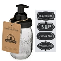 Jarmazing Products Mason Jar Foaming Soap Dispenser – Black – With 16 Ounce Ball Mason Jar - One Pack!