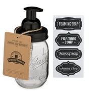 Jarmazing Products Mason Jar Foaming Soap Dispenser - Black - With 16 Ounce Ball Mason Jar - One Pack!