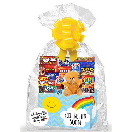 Feel Better Soon (Get Well) Thinking Of You Cookies, Candy & More Care Package Snack Gift Box Bundle Set - Arrives in 3-4Business