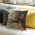 thumbnail image 3 of BANET  Woman Face and Crow Throw Pillow Covers,Double Exposure Portrait of Young Woman Face and Pine with Black Crow Pillowcase Home Decor for Sofa Bed Living Room 24x24in, 3 of 5