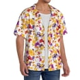 thumbnail image 2 of Lsque flowers and flying butterflies Print Men's Cuban Collar Short Sleeve Shirt Summer Beachwear Casual Button Down Fashionable Vacation Leisure Shirt-Small, 2 of 5
