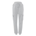 thumbnail image 4 of PNTUTB Women's Elastic Waistband Solid Color Trousers Casual Cuffed Hem Sport Long Pants with Multiple Pockets, 4 of 6