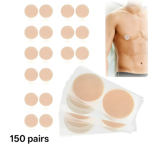 QARUN Men's One Size Adhesive Nipple Covers, 150 Pairs