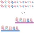 thumbnail image 3 of Uñas postizas acrílicas artificiales con degradado colorido, cuadradas medianas, con diseño jaspeado, cobertura total, reutilizables y brillantes., 3 of 5
