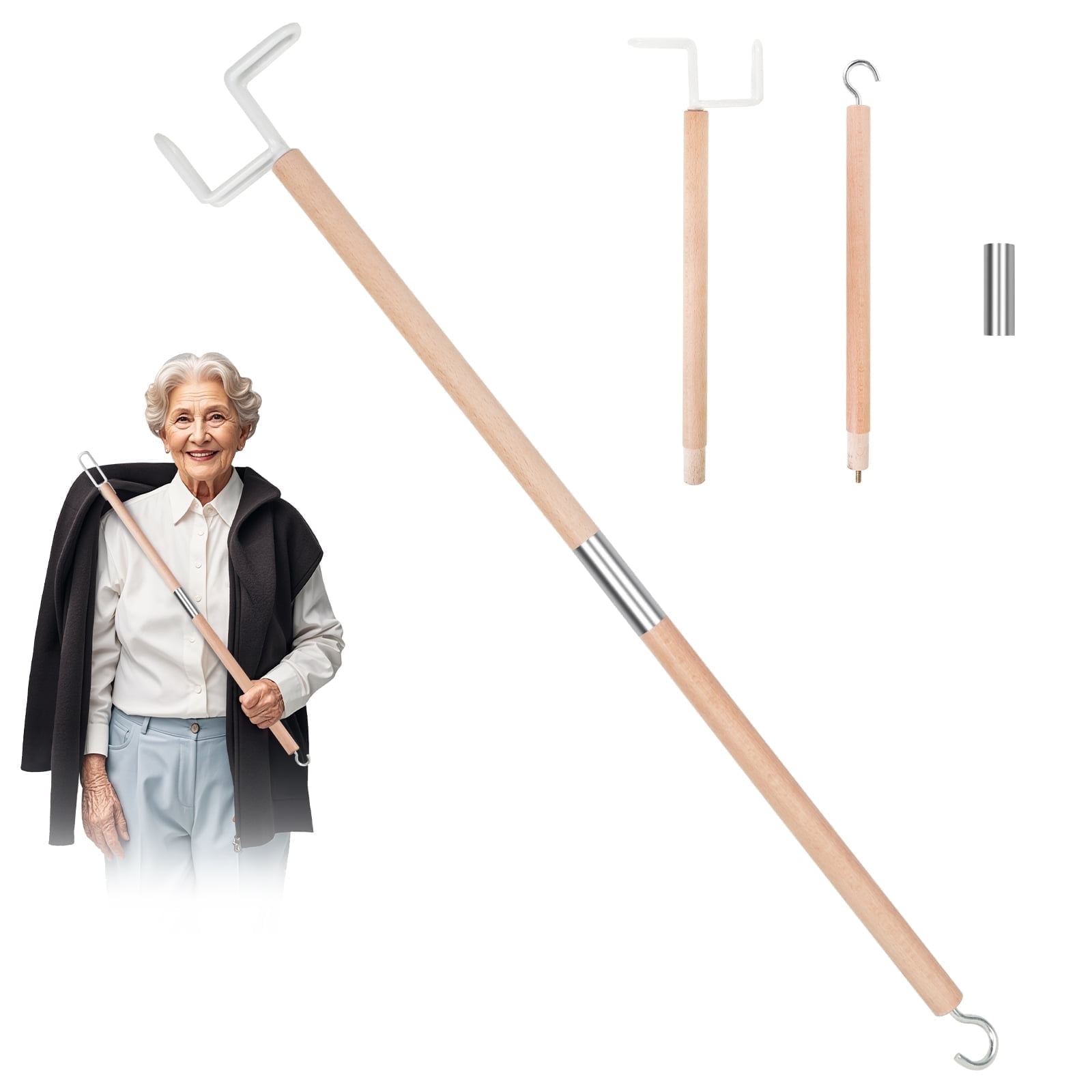 BTideas Dressing Stick, 27.2 In Independent Living Aid, Dressing Aids for Shoes, Socks, Shirts, Pant