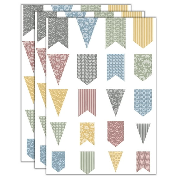 Teacher Created Resources Classroom Cottage Pennants Accents - Assorted Sizes, 60 Per Pack, 3 Packs