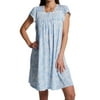 Women's Miss Elaine 207423 Silkyknit Paisley Cap Sleeve Short Gown (Blue Monotone Paisley L)