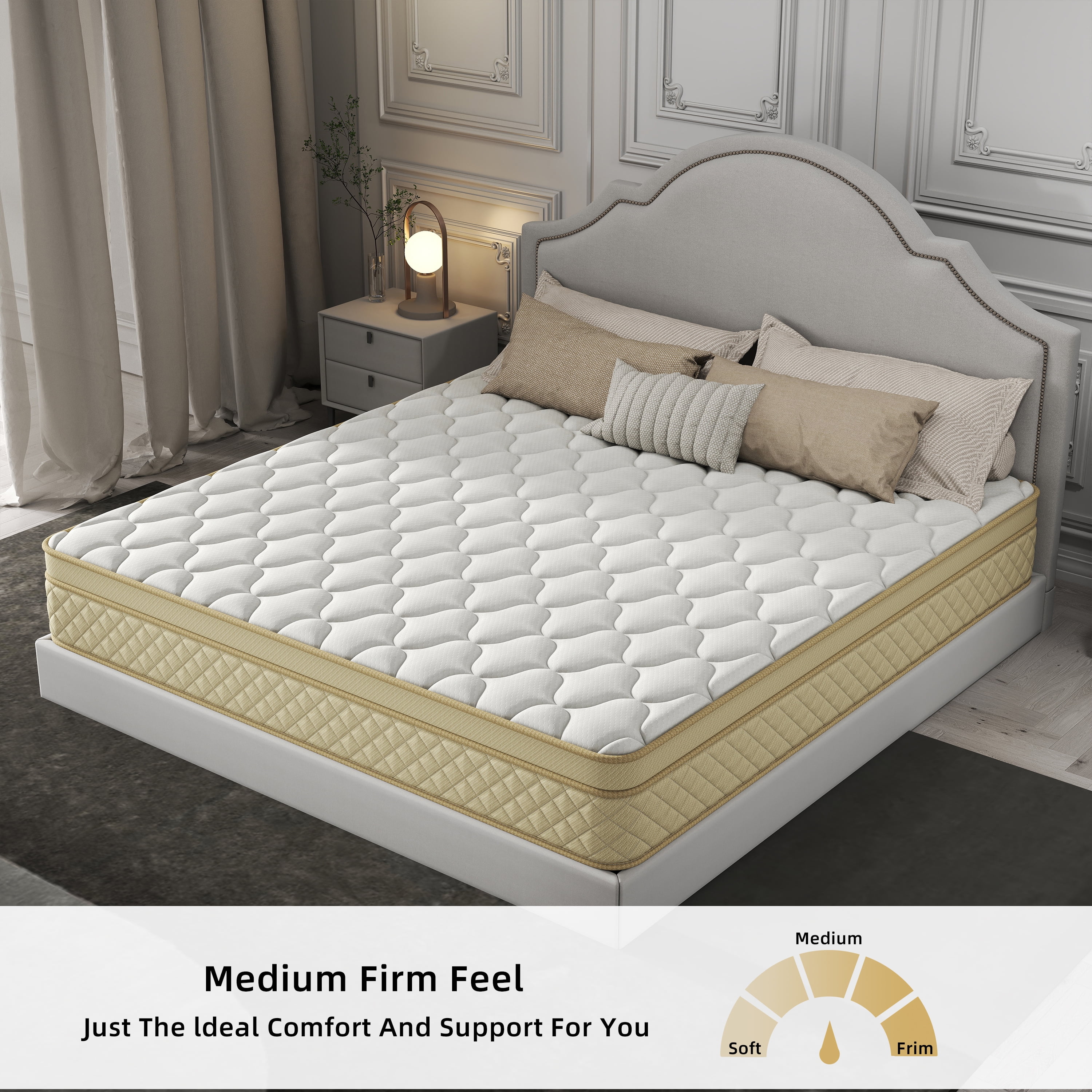 Kviwasha 14 inch Full Mattress, Memory Foam & Spring Hybrid Medium Comfort Full Size in a Box,Adult