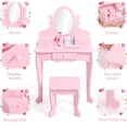 thumbnail image 2 of Set de Tocador para Niñas con Espejo, Mesa y Taburete de Madera para Maquillaje, Juguete para Niñas de 4 a 9 Años, 2 of 7