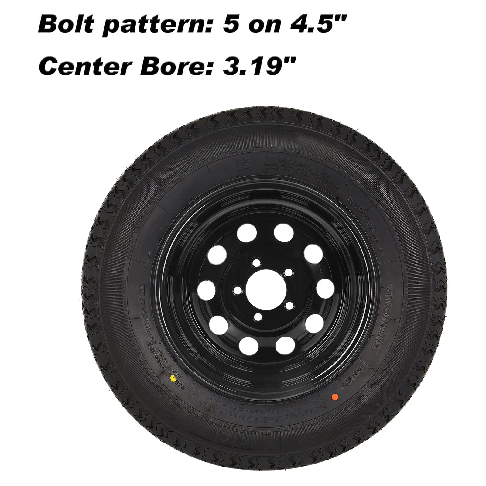 WEIZE ST175/80R13 Trailer Tire Wheel Assembly 6 Ply 5 on 4.5