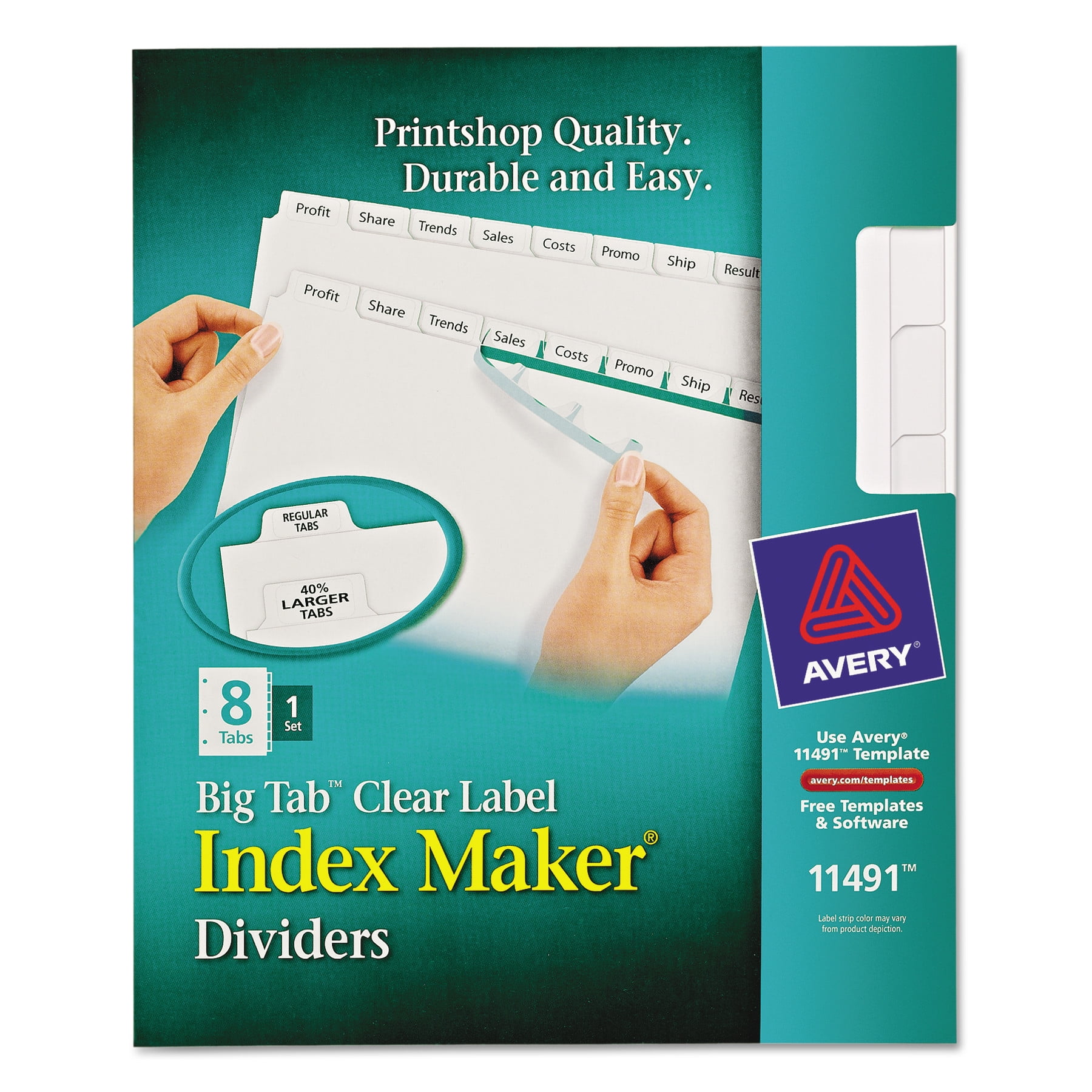 Avery 11416 Clear Label Index Maker Dividers 8.5 x 11 5 Tabs/Set White 