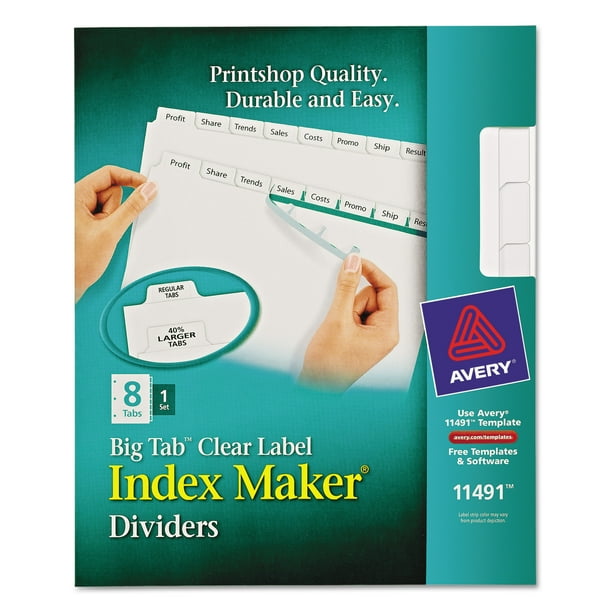 Avery Big Tab Print & Apply Clear Label Dividers, Index Maker Easy Apply Printable Label Strip