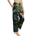 thumbnail image 3 of Cauagu Realistic Style Colorful Wolf Pajama Pants for Women Loose Fit Wide Leg Trouser Pants Casual Elastic Waist Drawstring Lounge Pants, 3 of 6