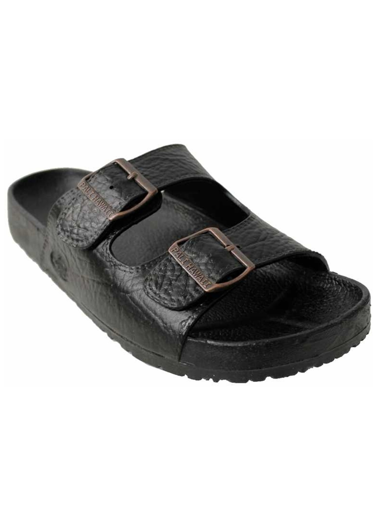 Pali Hawaii Jandals - Pali Hawaii Unisex PH 438 Black Buckle Slide Sandal (Black;Size 10 