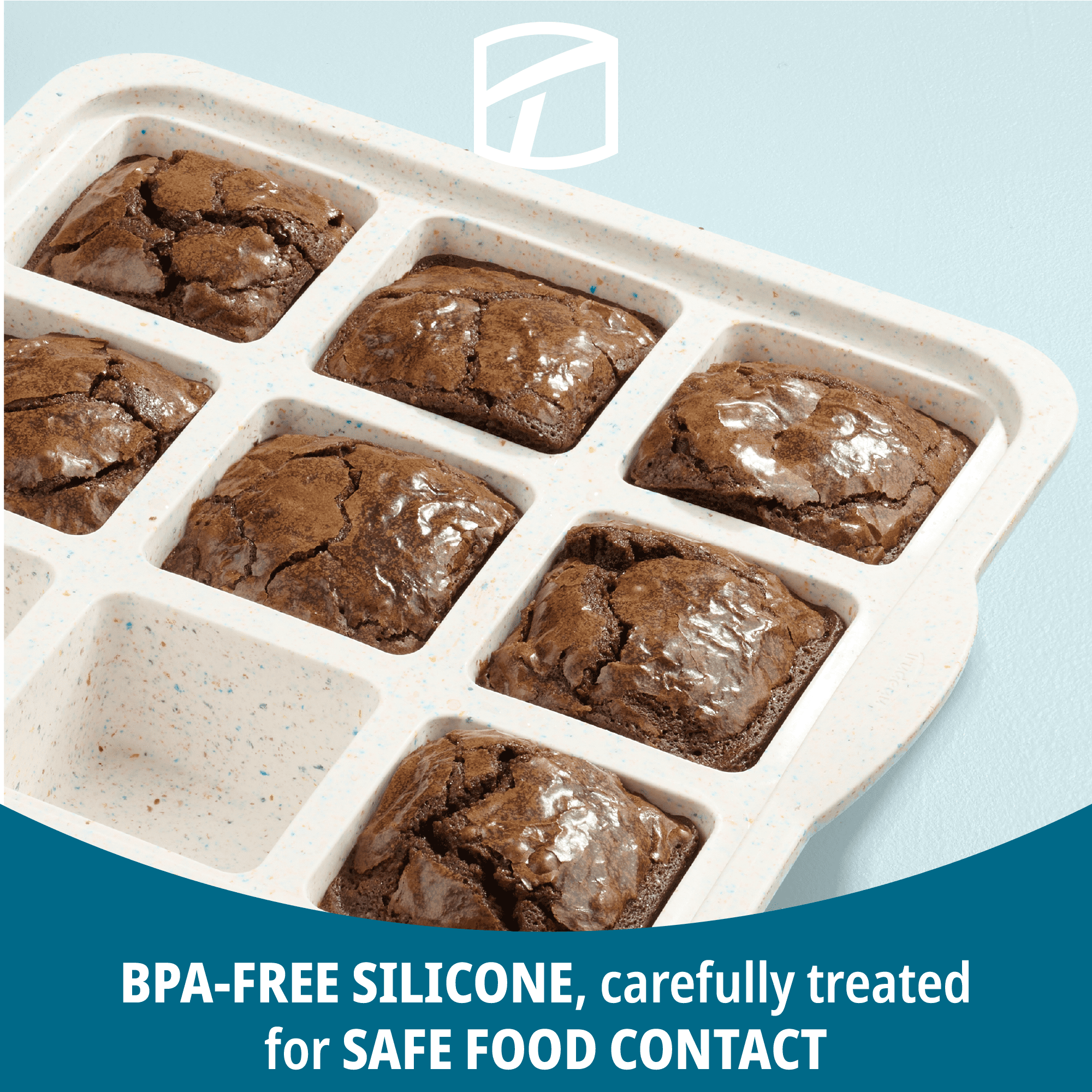 Trudeau Structured Silicone 9-Cavity Brownie Mold, Cookie, Brookie, Banana Bread, Zucchini Bread, Cake, Pound Cake, Cheesecake, Lasagna