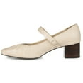 thumbnail image 2 of Journee Signature Womens Genuine Leather Ellsy Mary Jane Low Stacked Heel Square Toe Pumps, 2 of 9