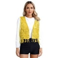 thumbnail image 6 of iiniim Women's Sparkly Tassel Vest Open Front Sleeveless Sparkle Cardigan Vest Glitter Jacket Size S-3XL A Gold L, 6 of 7