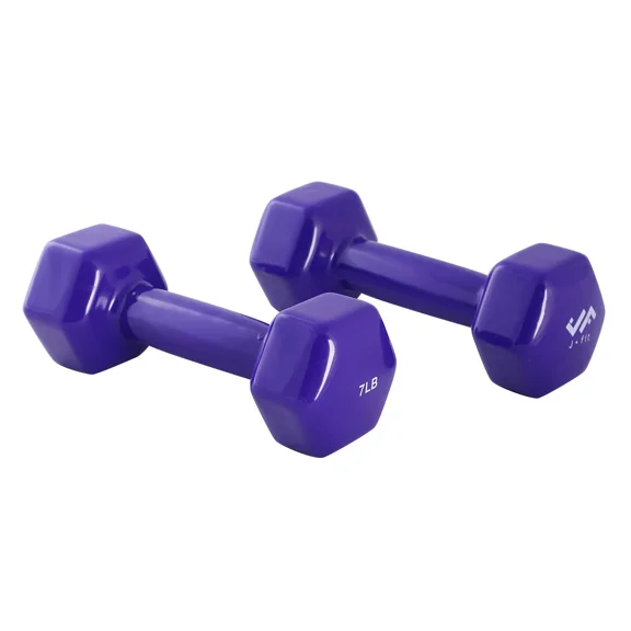 JFIT Vinyl Dumbbell (Set of 2), 7 LBS