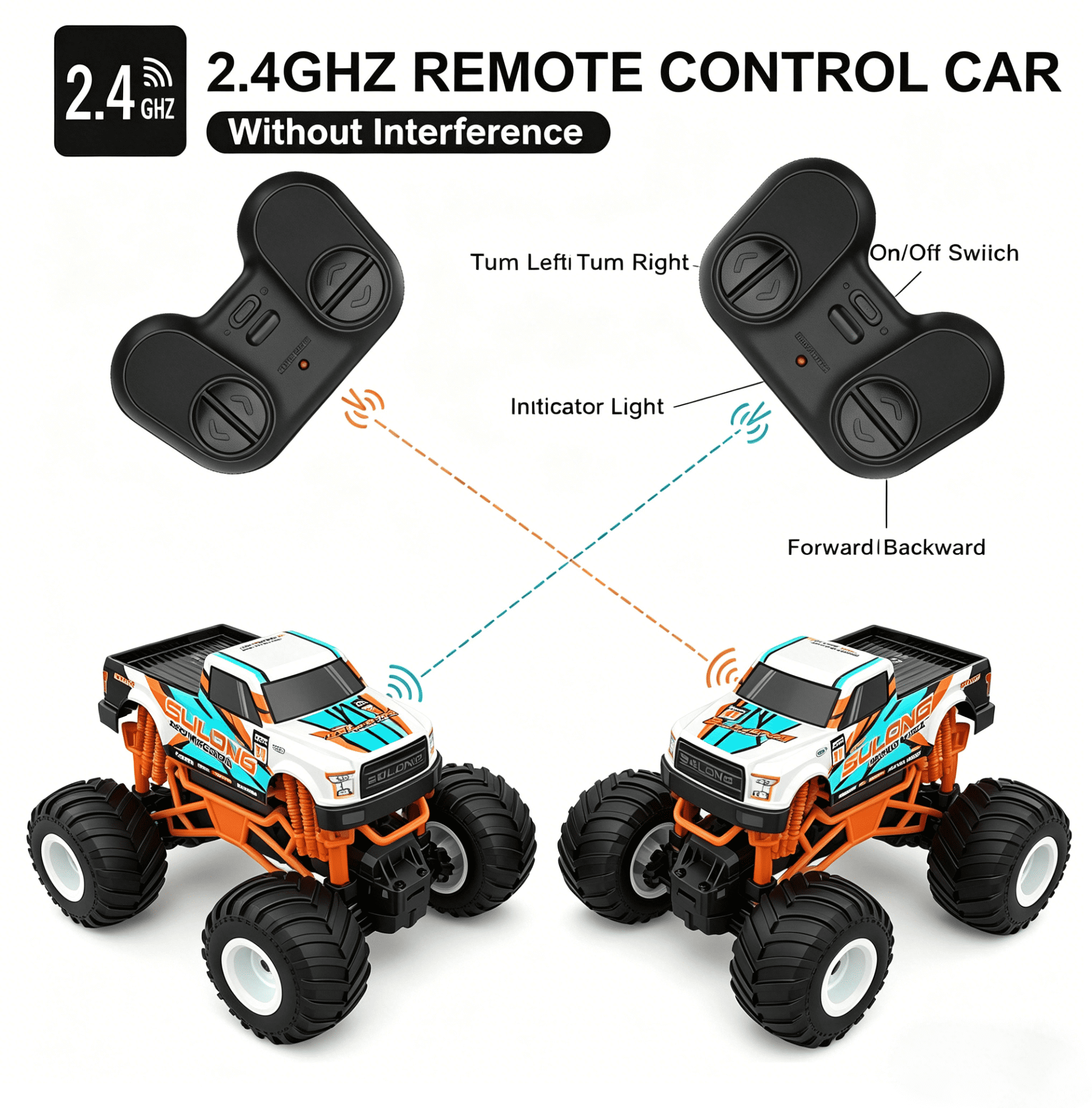 HNH 1:16 Remote Control Car, Off Road RC Monster Truck, 2.4GHz 20 Km/h Fast All Terrain RC Cars for Boys Girls Ages 4-12, Cool Gift Toy for Kids