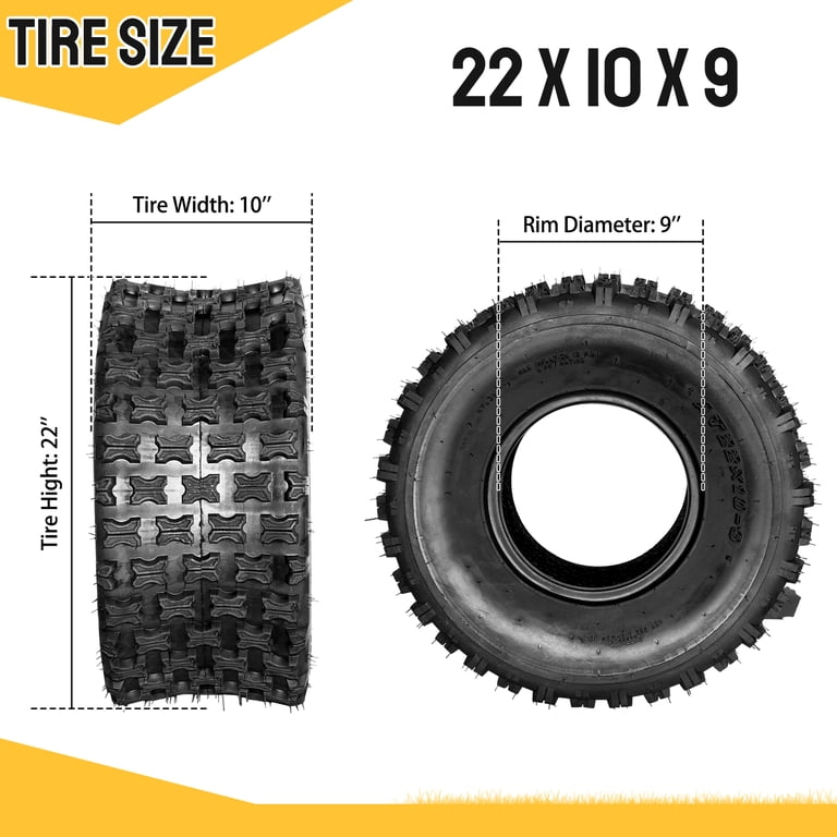 Ktaxon Set of 2 22x10-9 ATV Tires, 6 Ply Tubeless All Terrain