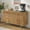 Walnut, variant on Modern Farmhouse Buffet Cabinet, 4-Doors 3-Drawers Wood Coffee Bar Cabinet with Adjustable Shelves, Walnut