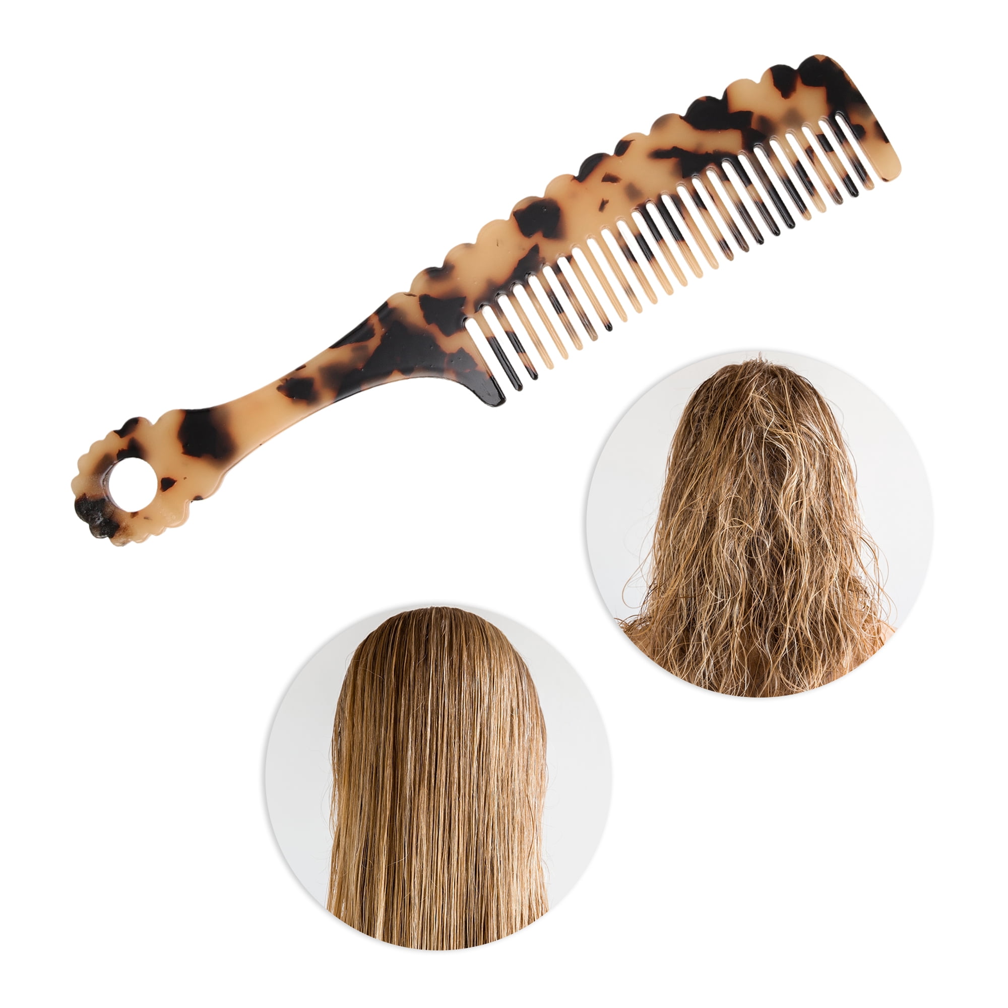 Unique Bargains 1 Pc Fashion Handle Wavy Hair Comb for All Hair Types Styles Light Brown