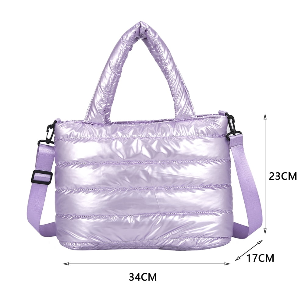 Yucurem Puffy Crossbody Bag Quilted Lattice Shoulder Bags Down Cotton Padded  Handbag Lightweight Nylon Hobo Bag for Women (Purple) 