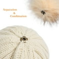 thumbnail image 7 of Muryobao Womens Winter Beanie Hat Warm Silk Satin Lined Cuffed Cable Knit Hat with Detachable Pom Ski Skull Cap Beige, 7 of 7