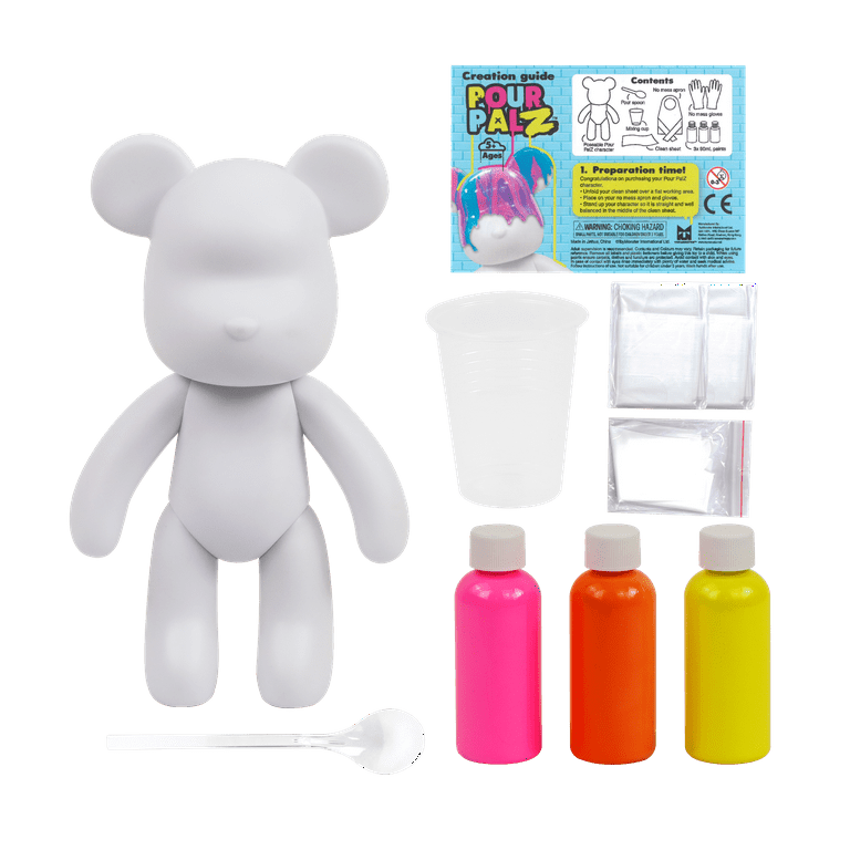 Pour Palz 9” Bear, Mango Sunset, DIY Paint & Pour Craft Kit for