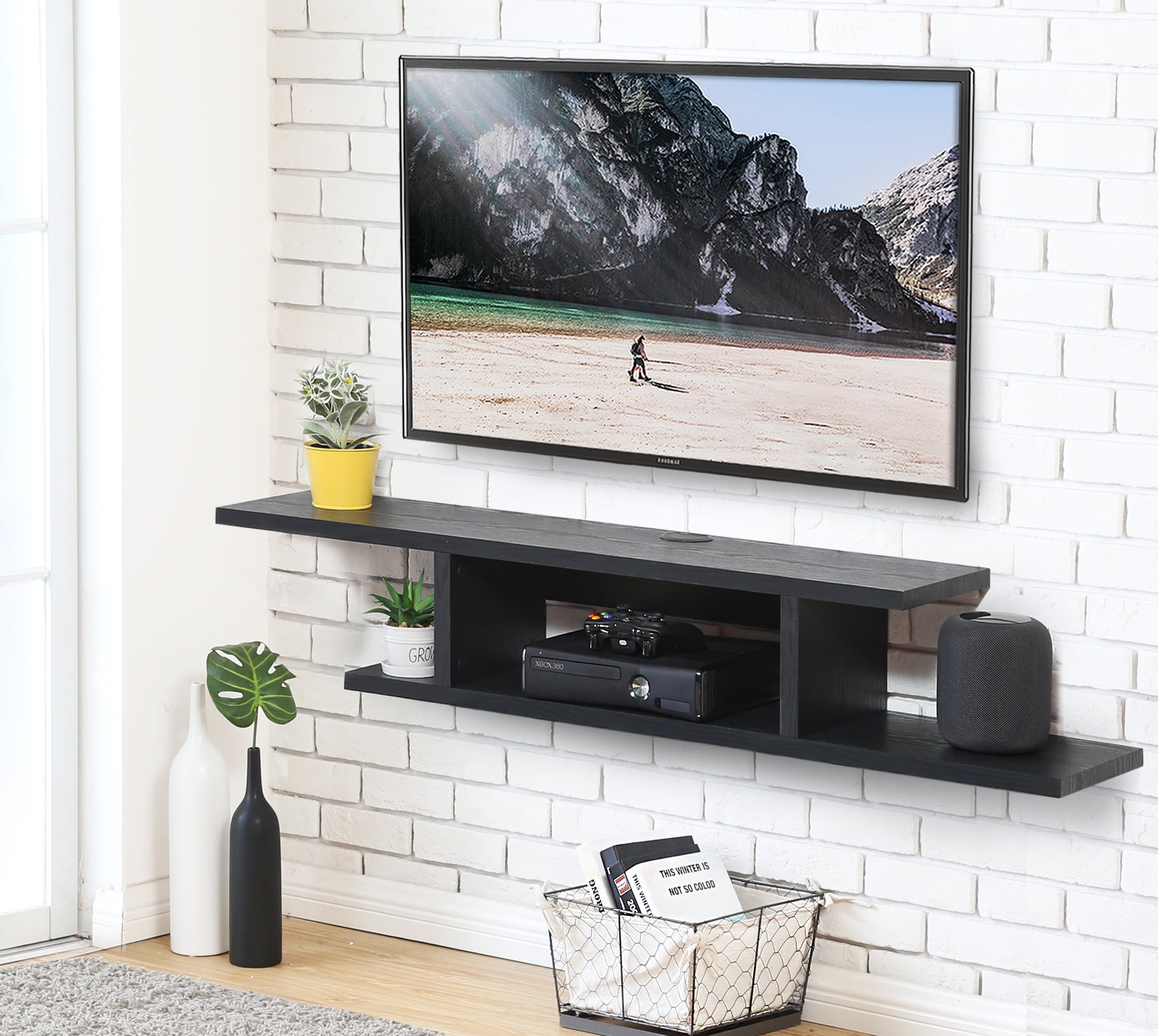 Fitueyes Floating Wall Mounted Tv Console Storage Shelf Modern Tv Stand