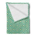 thumbnail image 2 of Geometric Soft Flannel Fleece Blanket, Nested Squares Geometrical Contemporary Design Symmetrical Tile Print, Cozy Plush for Indoor and Outdoor Use, 50" x 70", Turquoise and Yellow, by Ambesonne, 2 of 5