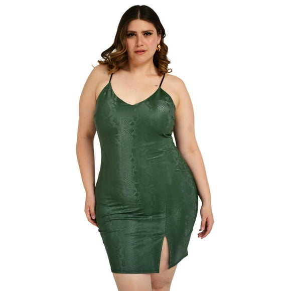 Vestido print serpiente Zenobia Curvy Plus Size V-ZEN-4725-VERDE