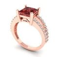 thumbnail image 2 of Clara Pucci 14K Rose Gold Solid Gold Garnet Solitaire with Accents Anniversary Ring for Women - 2.48 cttw Princess Cut, 2 of 8