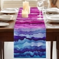 thumbnail image 3 of Blue Pink 90 Inch Table Runner, Gradient Color Block Abstract Modern Painting Farmhouse Dresser Scarf Cotton & Linen Tablerunner for Dining/Kitchen Island/Holiday Party Décor 13" x 90", 3 of 9