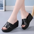thumbnail image 6 of Women's Wedge Platform Slide Sandals Geometric Stitch Leather Slip On Shoes for Daily Outdoor Wear, 6 of 6
