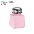 thumbnail image 2 of Uxcell 2 Pcs Alcohol Liquid Press Pumping Dispenser 100ML Nail Polish Remover Empty Bottle Pink, 2 of 5