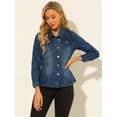 thumbnail image 3 of INSPIRE CHIC Women's Jeans Jackets Button Down Long Sleeves Washed Denim Jacket, 3 of 6