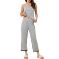 thumbnail image 2 of INSPIRE CHIC Women's Cami Top with Lace Trim Capri Pant 2 Pcs Pajama Set Soft Modal Loungwear Sleepwear L Light Grey, 2 of 6