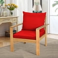 thumbnail image 3 of 4-Pieces Outdoor Sofa Chair Set Acacia Wooden Chat Set Patio Conversation Set with Red Cushions, 3 of 10