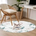 thumbnail image 5 of Round Area Rug 3ft, Easter Rabbit Spring Flower Non-Slip Non-Shedding Floor Mat, Rustic Green Eucalyptus Leaf Washable Sturdy Carpet for Living Room Bedroom Home Decor, 5 of 9